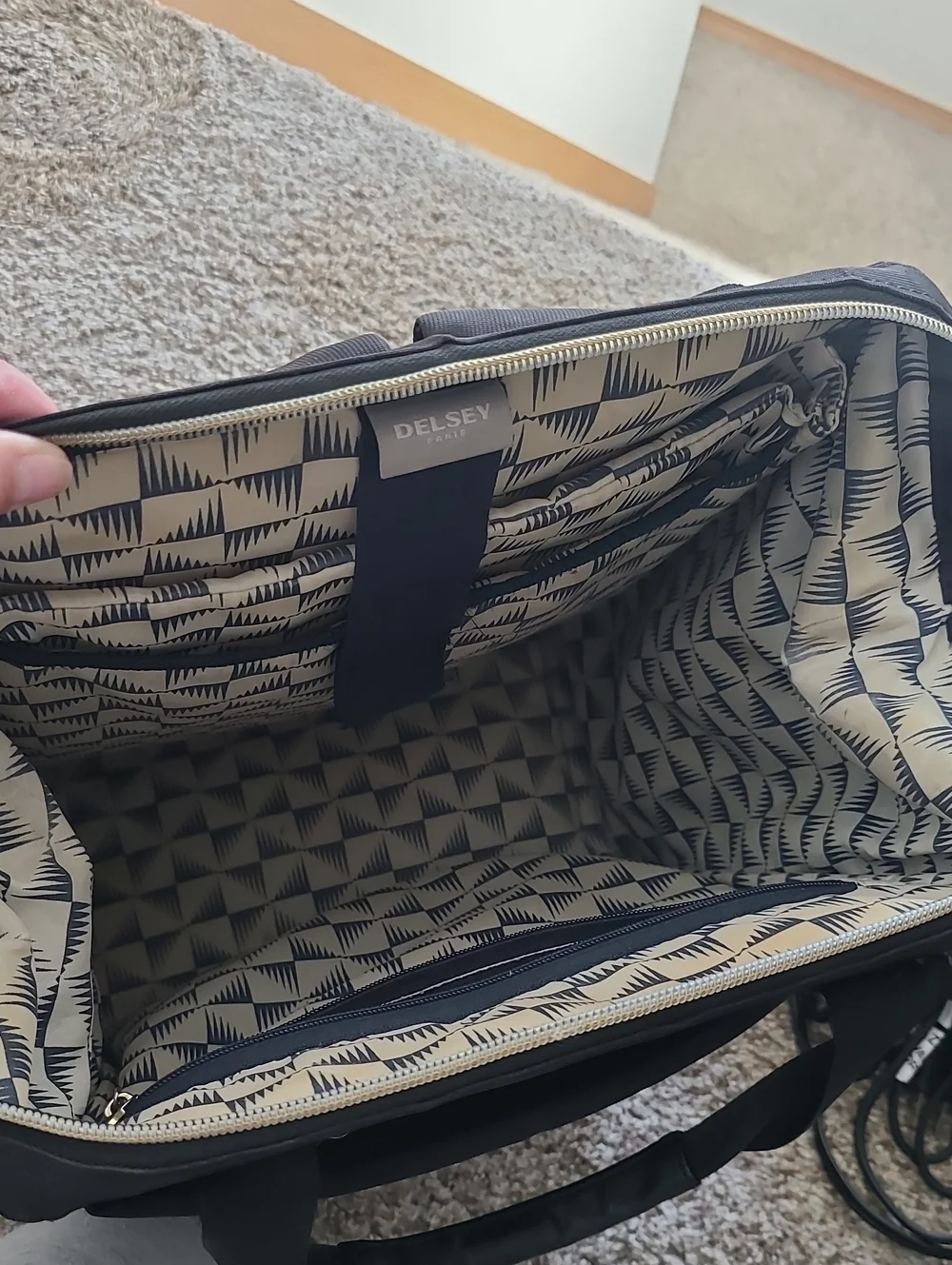 Delsey Paris Black Laptop Backpack with Gold Accent